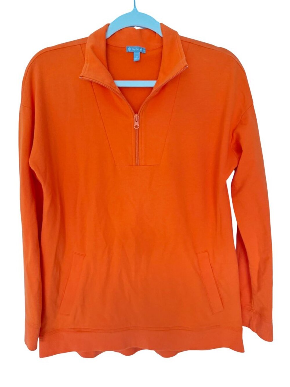 T by Talbots Pumpkin Orange Cotton Quarter-Zip Pullover Women’s XS